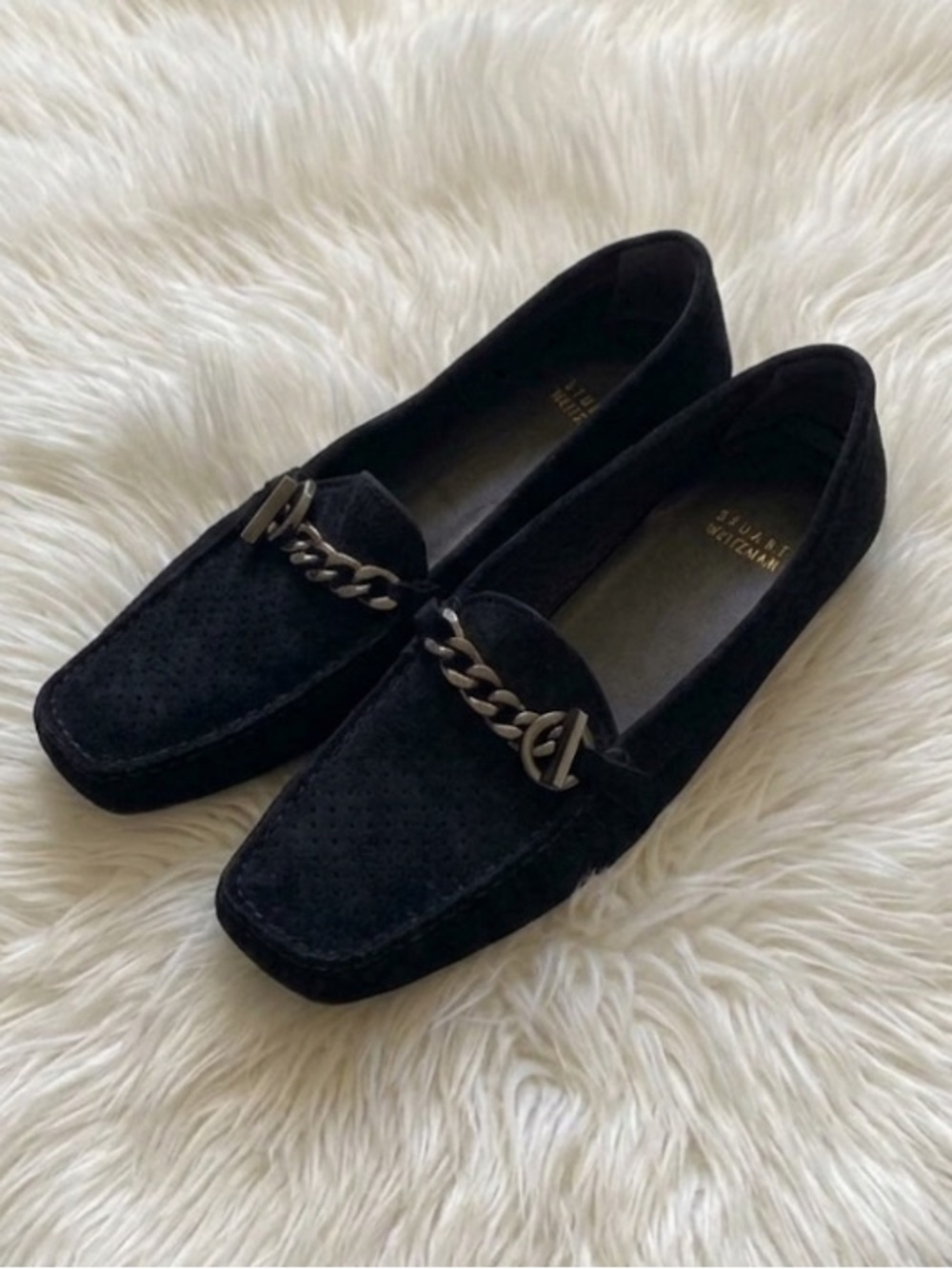 Stuart Weitzman Black Suede Driving Loafers Flats Sz 9 N